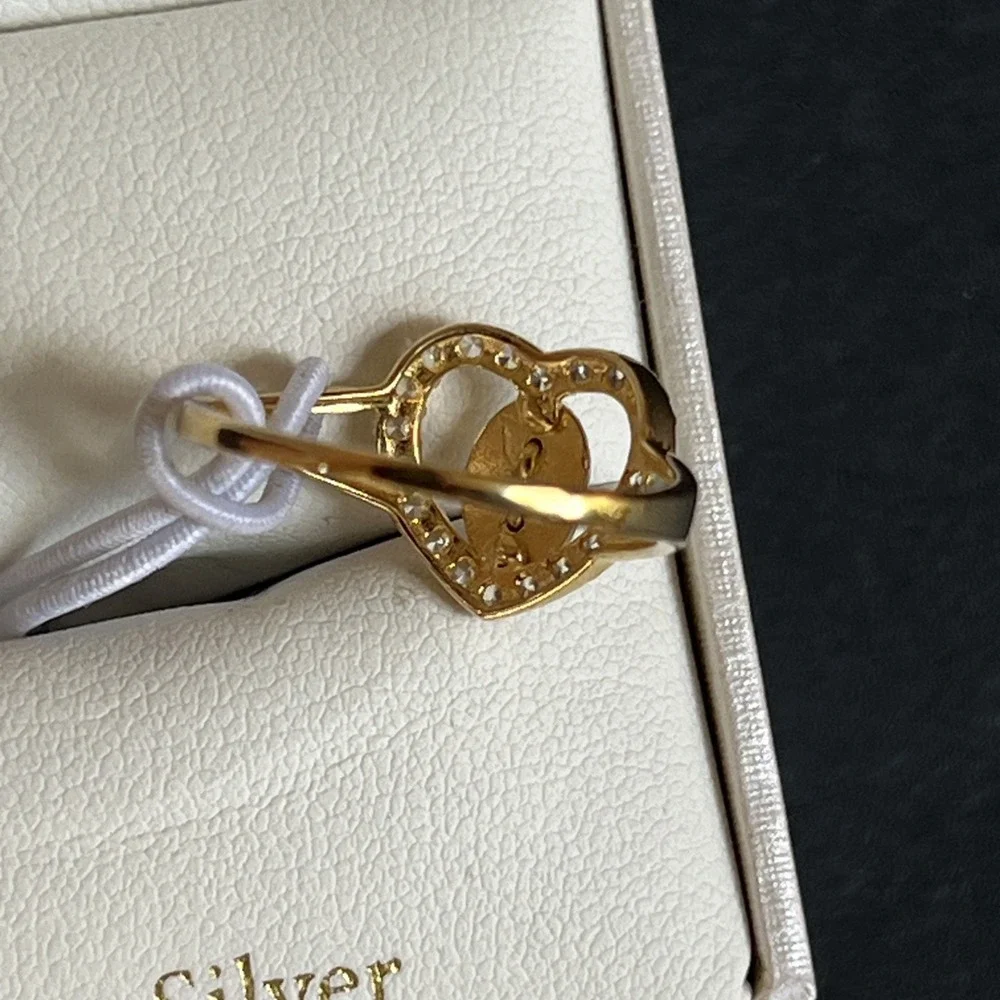 Cynthia Rowley 925 Sterling Silver Gold Plated Virgin Mary Heart CZ Ring 6.5 NIB